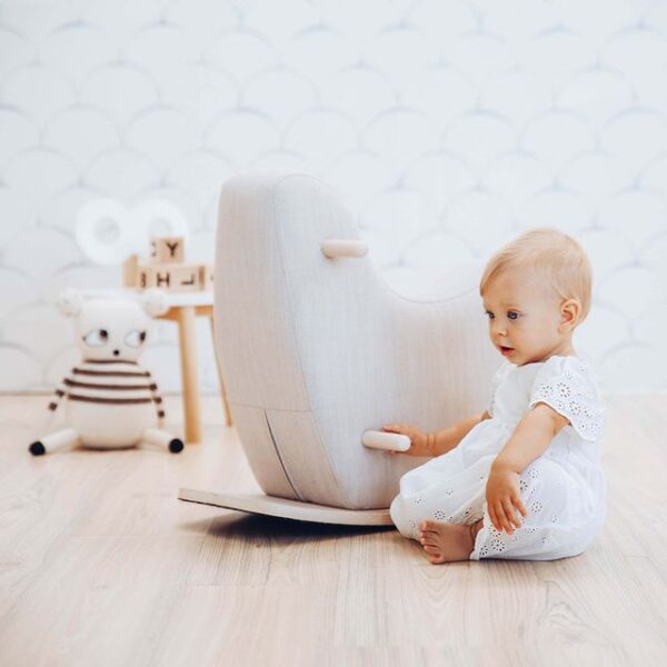 toddler rocking horse pale grey
