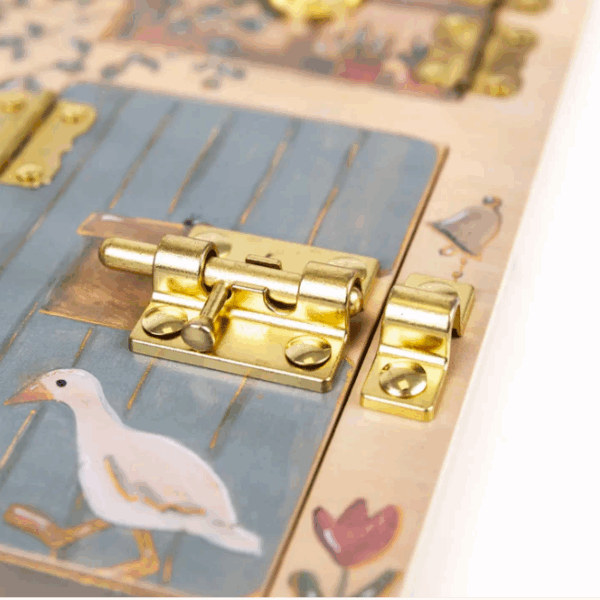 latches board rabbit house toy