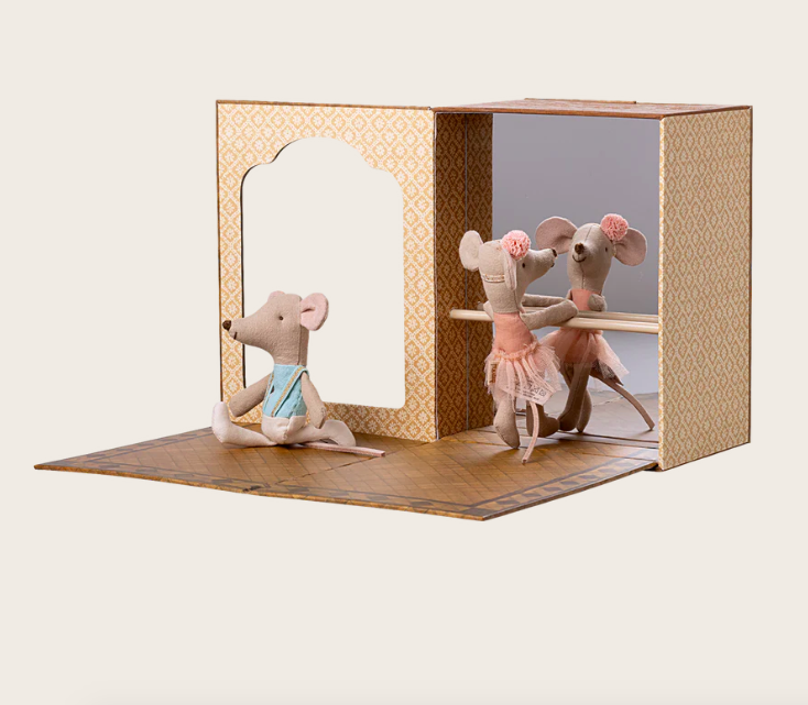 ballet mice in dance studio, little sister and brother