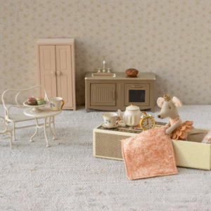 maileg princess mouse little sister in matchbox coral