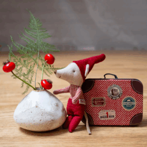 maileg christmas mouse, baby in suitcase