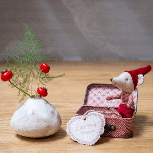 maileg christmas mouse, baby in suitcase