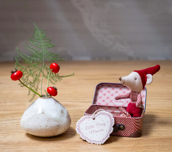 maileg christmas mouse, baby in suitcase