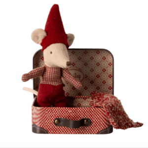 maileg christmas mouse, baby in suitcase