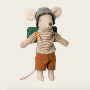 maileg hiker mouse, big brother thin stripes