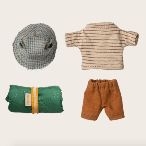 maileg hiker mouse, big brother thin stripes