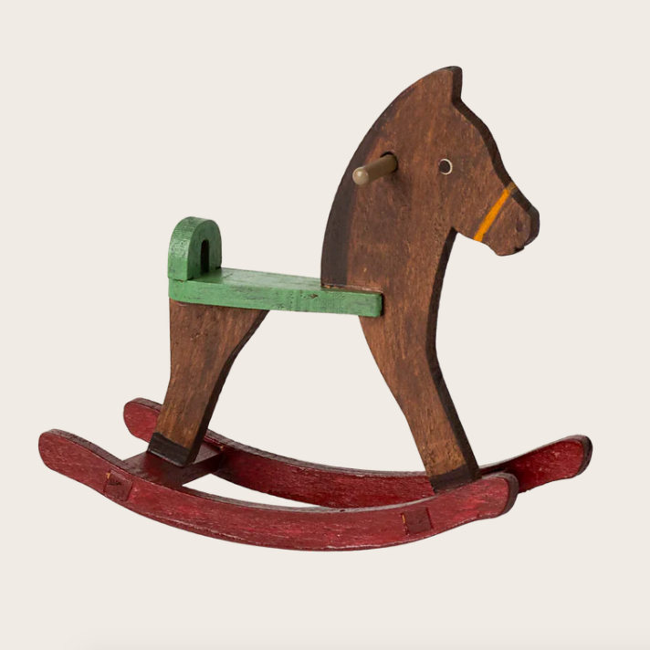 maileg rocking horse mouse dark brown