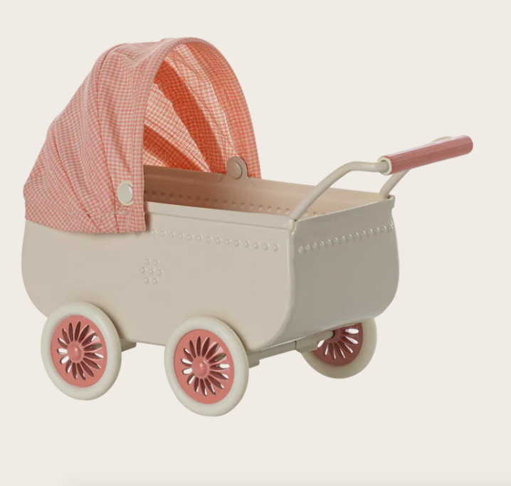 maileg pram mouse coral
