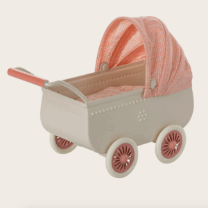 maileg pram mouse coral