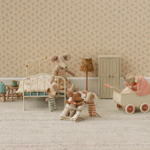 maileg pram mouse coral