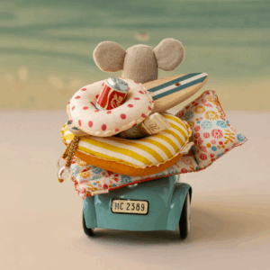 maileg car mouse light blue