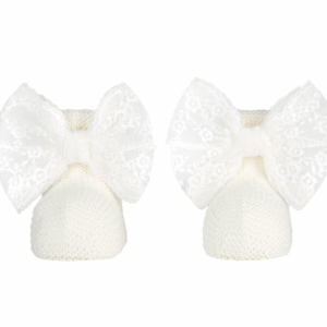 baby booties with bobbin lace bow