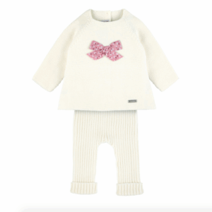 liberty bow set (sweater + trousers)cream