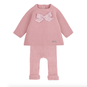 liberty bow set (sweater + trousers) pale pink