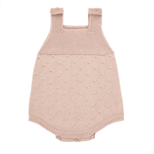 garter stitch textured romper old rose