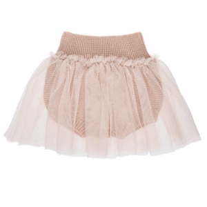 garter stitch textured culotte with tulle ski