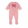 rompersuit with velvet bow pale pink