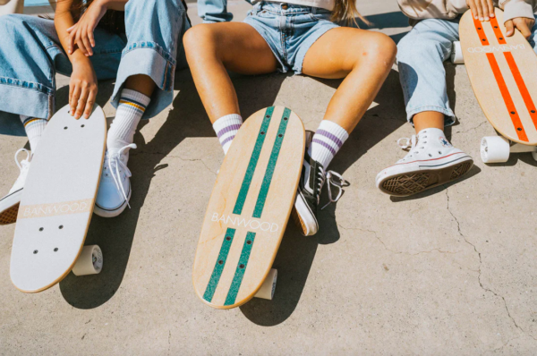 wooden kids skateboard white