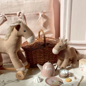 tin tea set princess in a basket