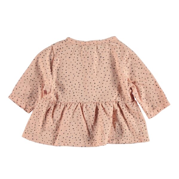 Baby T-shirt with Buttons Coral with Black Dots - Image 3