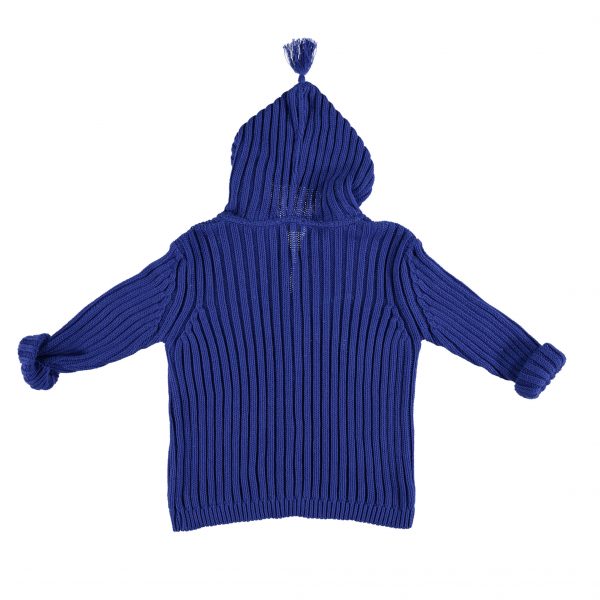 Knitted Hooded Jacket-Blue - Image 3